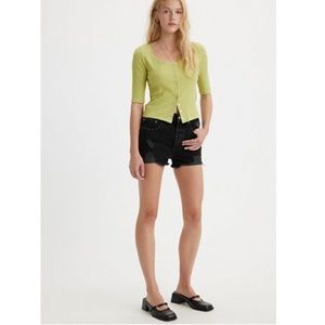 NWT LEVI’S 501 high waisted black cutoff denim shorts